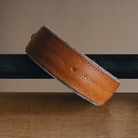 BAND&ROLL - Wool Padded Wide Dog Collar. Pine