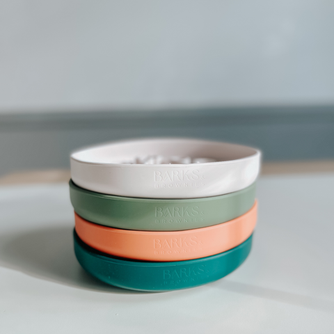 Barks and Brownies - Cactus Silicone Slow Feeder Bowl - Fun, Non-Slip | Tangerine