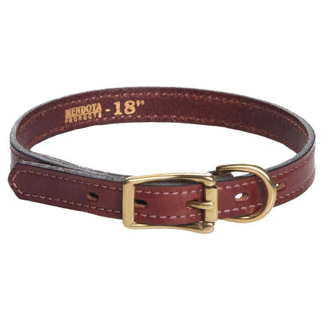 Mendota Pet - Leather Narrow (3/4") Standard Collar - Chestnut