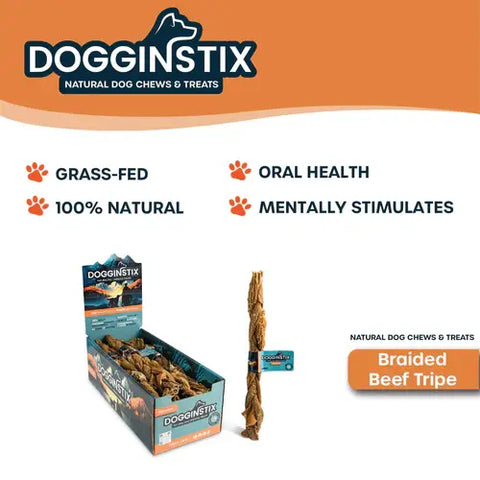 Dogginstix - 12" Braided Beef Tripe Sticks