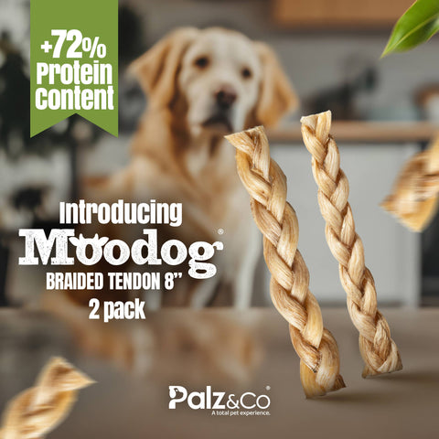 Palz&Co - Moodog Beef Braided Tendon 8", 2 Pack