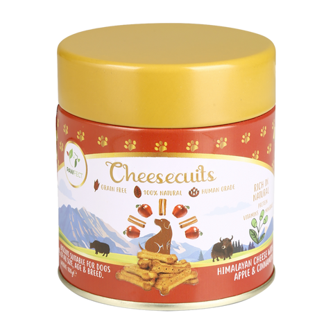 Pawfect Pet Foods Pvt Ltd - USA - Pawfect Cheesecuits | Cheese biscuits for dogs with 80% Cheese & 20% Apple, Eggs and Cinnamon | All-natural training treats | High protein reward treats | Grain-free| Hypoallergenic| (100g/3.53oz)