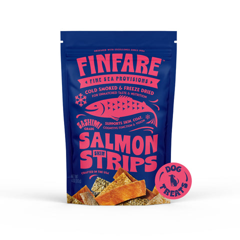 Finfare Pet Foods - Freeze-Dried Salmon Skin Strips for Dogs, 4oz