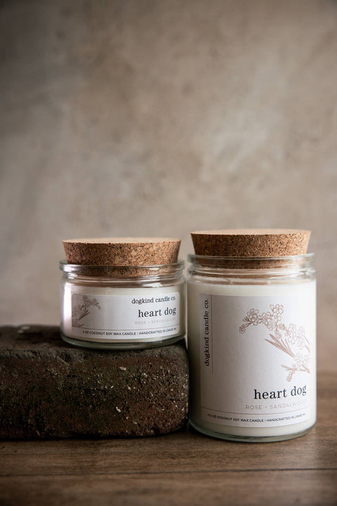 Dogkind Candle Co - Heart dog - rose + sandalwood