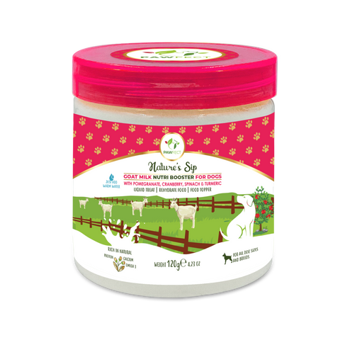 Pawfect Pet Foods Pvt Ltd - USA - Pawfect Nature's Sip Goat Milk Powder with Pomegranate & Cranberries| Easily Digestible| Pre & Probiotics| Healthy Topper| Hydration Support| Milk Replacer for Dogs
