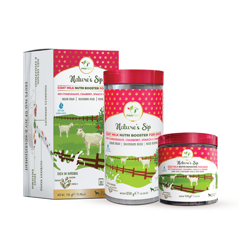 Pawfect Pet Foods Pvt Ltd - USA - Pawfect Nature's Sip Goat Milk Powder with Pomegranate & Cranberries| Easily Digestible| Pre & Probiotics| Healthy Topper| Hydration Support| Milk Replacer for Dogs