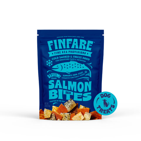 Finfare Pet Foods - Freeze-Dried Salmon Skin Bites for Dogs, 2oz