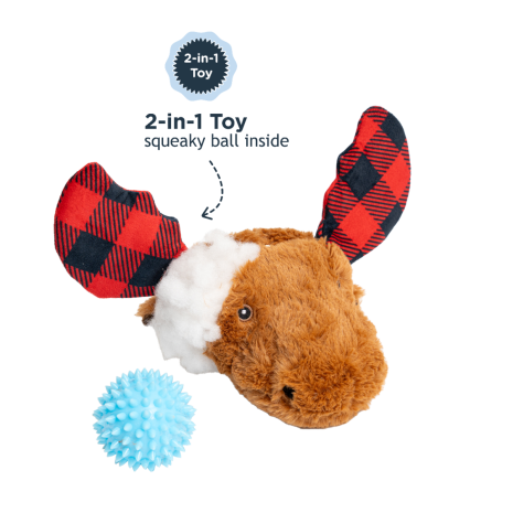 Tall Tails - Tall Tails Red Antler Moose 2-in-1 Fetch Ball Dog Toy