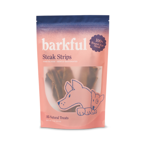 Barkful - Steak Strips Dog Treats (4 oz Bag)- SINGLE INGREDIENT