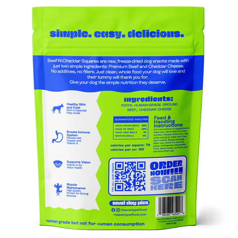 Heavenly Pet Food - Heavenly Simple Snacks - Beef-N-Cheddar Squares Dog Treats