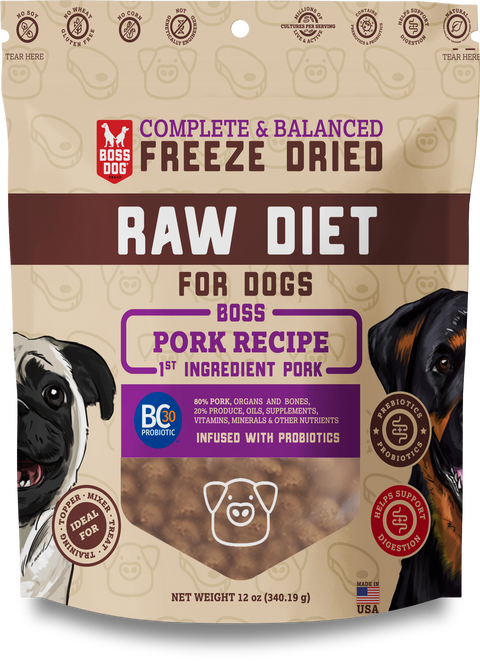 BOSS DOG BRAND, INC. - Boss Dog Freeze Dried  Diet - Pork (12oz)