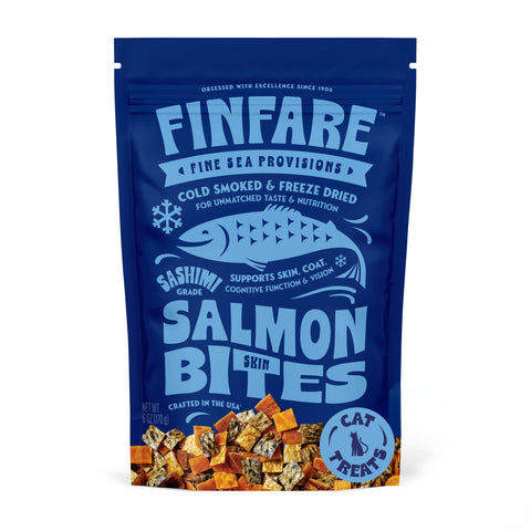 Finfare Pet Foods - Freeze-Dried Salmon Skin Bites for Cats, 6oz