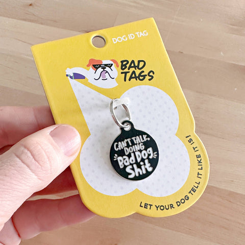 Bad Tags - Personalized Pet ID Tag w/ Scannable Code - Bad Dog Shit