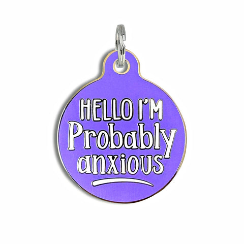 Bad Tags - Dog ID Tag with Personalized QR Code - Hello I'm Anxious