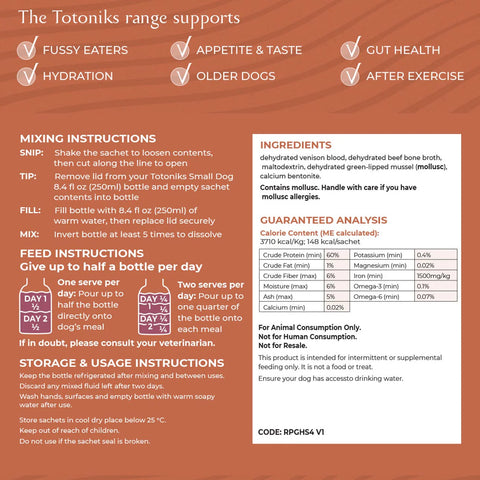 Totoniks Gut Health & Hydration Refill Pack – for small dogs under 33lb (15kg)