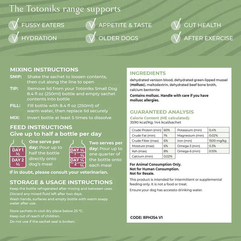 Totoniks Hip, Joint & Hydration Refill Pack – for small dogs under 33lb (15kg)