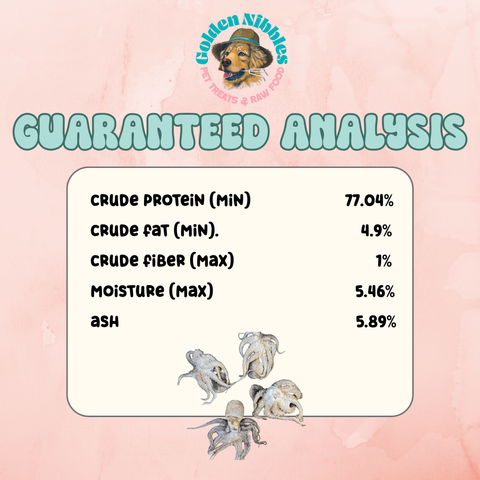 Golden Nibbles - Baby Octopus - Bag of 5 - Freeze Dried Treats for Dogs & Cat