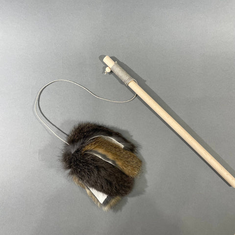 Pawsome Pet Toys - Rabbit fur strips cat teaser toy, wand toy