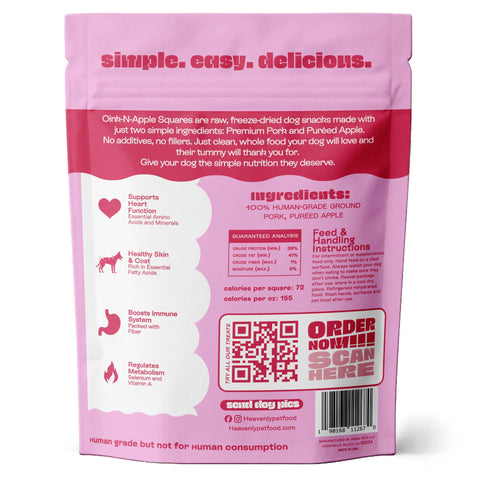 Heavenly Pet Food - Heavenly Simple Snacks - Oink-N-Apple Squares Dog Treats