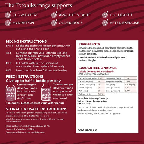 Totoniks Gut Health & Hydration Starter Pack – for big dogs over 33lb (15kg)