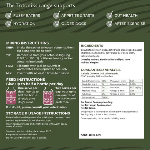 Totoniks Hip, Joint & Hydration Refill Pack – for big dogs over 33lb (15kg)