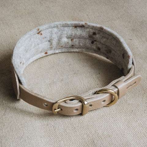 BAND&ROLL - Wool Padded Wide Dog Collar. Pine