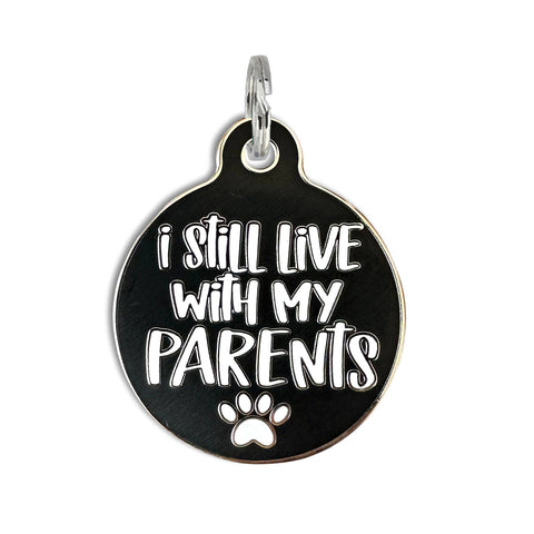 Bad Tags - Dog ID Tag with Personalized QR Code - Live with my Parents