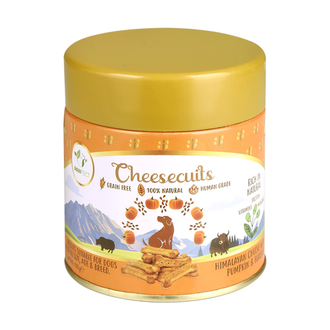 Pawfect Pet Foods Pvt Ltd - USA - Pawfect Cheesecuits | Cheese biscuits for dogs with 80% Cheese & 20% Pumpkin, Flaxseeds & Eggs | All-natural high-protein dog treats | Grain-free, hypoallergenic & rich in antioxidants | (100g/3.53oz)