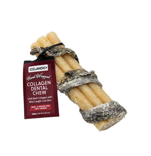 Icelandic+ - Beef Collagen Dental Chew Wrapped With Cod Skin  4"