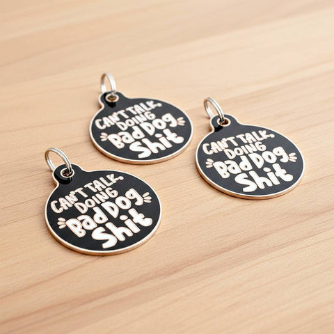 Bad Tags - Personalized Pet ID Tag w/ Scannable Code - Bad Dog Shit