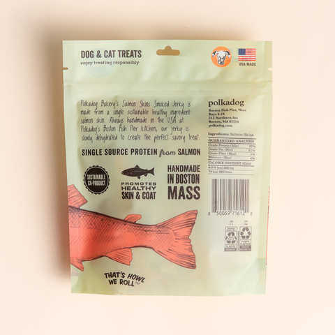Polkadog - Salmon Skins Smoked Jerky - 3oz - Dog & Cat Treats