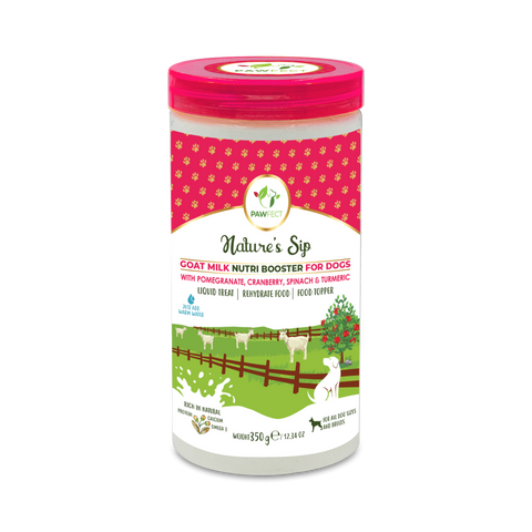Pawfect Pet Foods Pvt Ltd - USA - Pawfect Nature's Sip Goat Milk Powder with Pomegranate & Cranberries| Easily Digestible| Pre & Probiotics| Healthy Topper| Hydration Support| Milk Replacer for Dogs