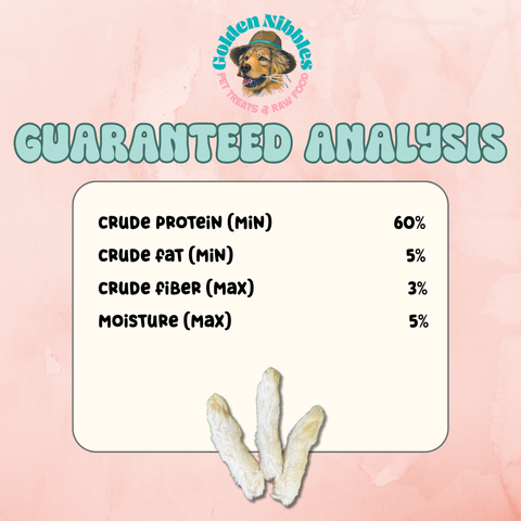 Golden Nibbles - Rabbit Back Feet - Freeze-Dried Treat/Chew for Dogs & Cats