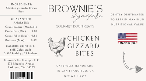 Brownie's Dog Treats - Chicken Gizzards & Rice Bites - Pocket Tube