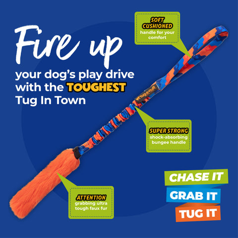 Tug-E-Nuff - Bright Fauxtastic | Tough Dog Toy | Tug-E-Nuff