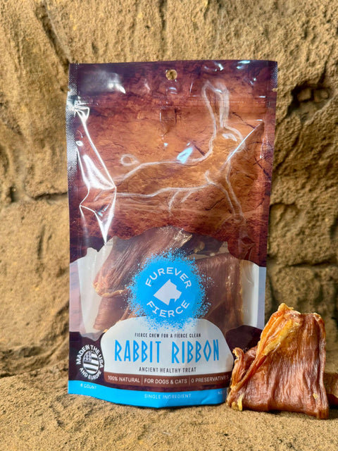Furever Fierce (formerly Furever Primal) - Rabbit Ribbon Bag of 5 - Natural Single Ingredient Dog Chew