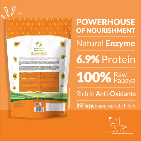 Pawfect Pet Foods Pvt Ltd - USA - Pawfect Nature's Munch Freeze-Dried Papaya Treats for Dogs | Vegan Treat| Prevents Heart Problems | 100% Natural | Grain & Gluten Free | Low Calorie Training Treats (40g/1.41oz)