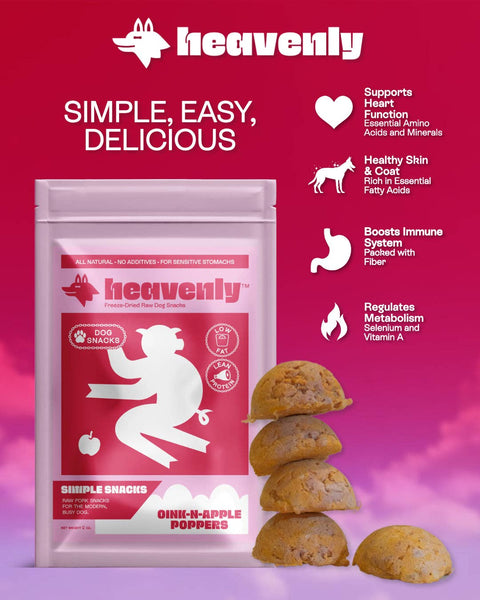 Heavenly Pet Food - Heavenly Simple Snacks - Oink-N-Apple Poppers Dog Treats