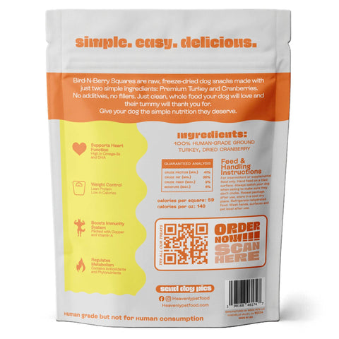 Heavenly Pet Food - Heavenly Simple Snacks - Bird-N-Berry Squares Dog Treats