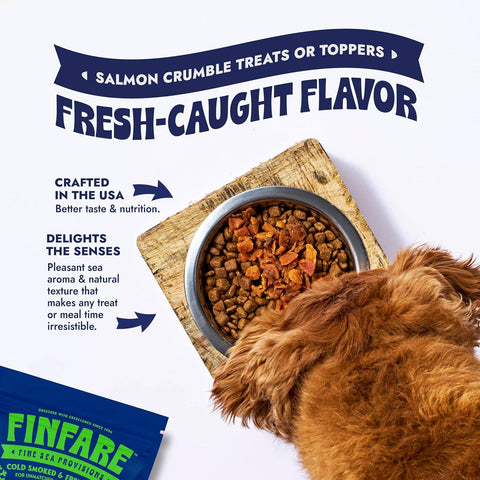 Finfare Pet Foods - Freeze-Dried Salmon Crumbles (Treat & Topper) for Dogs, 2oz