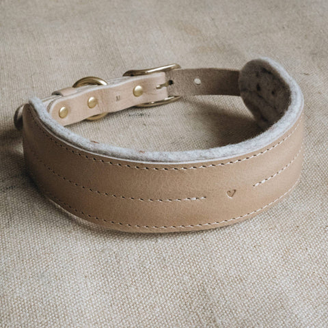BAND&ROLL - Wool Padded Wide Dog Collar. Pine