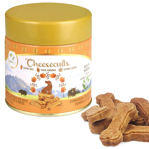 Pawfect Pet Foods Pvt Ltd - USA - Pawfect Cheesecuits | Cheese biscuits for dogs with 80% Cheese & 20% Pumpkin, Flaxseeds & Eggs | All-natural high-protein dog treats | Grain-free, hypoallergenic & rich in antioxidants | (100g/3.53oz)