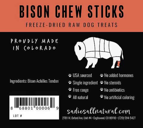 Sadie's All Natural Bison Chew Sticks