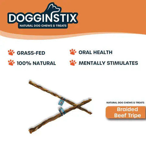 Dogginstix - 24" Braided Beef Tripe Sticks