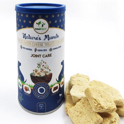 Pawfect Pet Foods Pvt Ltd - USA - Pawfect Nature's Munch Freeze-Dried Joint Care Cheese treats for Dogs| 100% Natural| High Protein, Low Fat| 8 Calories per Treat| Grain-Free| Healthy Training Treat (75g/2.65oz)