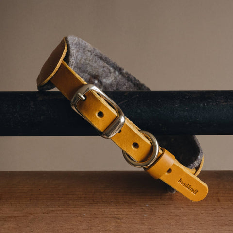 BAND&ROLL - Wool Padded Wide Dog Collar. Pine