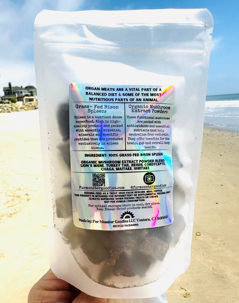 Fur Monster Goodies LLC - Organs and Shrooms: Freeze-Dried 100% Grass Fed Bison Spleen