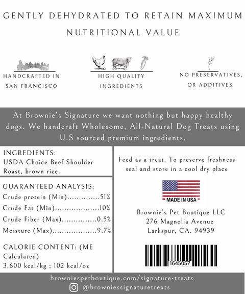 Brownie's Dog Treats - Beef & Rice Bars - 3.5 Oz Package