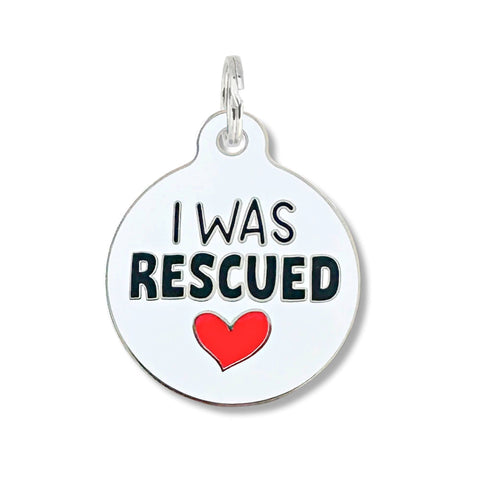 Bad Tags - Enamel Dog ID Tag w/ Personalized QR Code - I Was Rescued