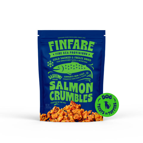 Finfare Pet Foods - Freeze-Dried Salmon Crumbles (Treat & Topper) for Dogs, 2oz